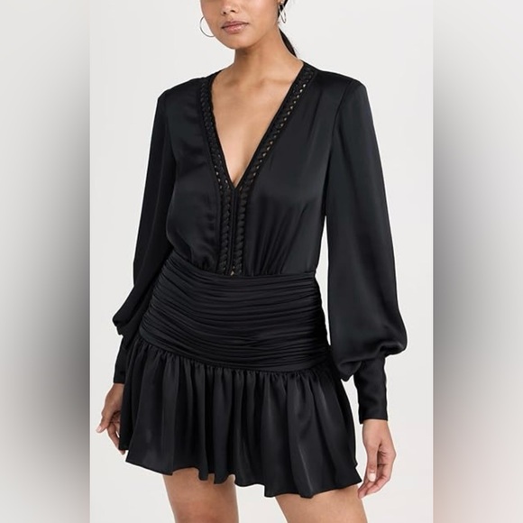 Ramy Brook Dresses & Skirts - 💥SOLD $25💥 RAMY BROOK Mini Dress M Black Ruched Feminine Sexy Goth Babydoll